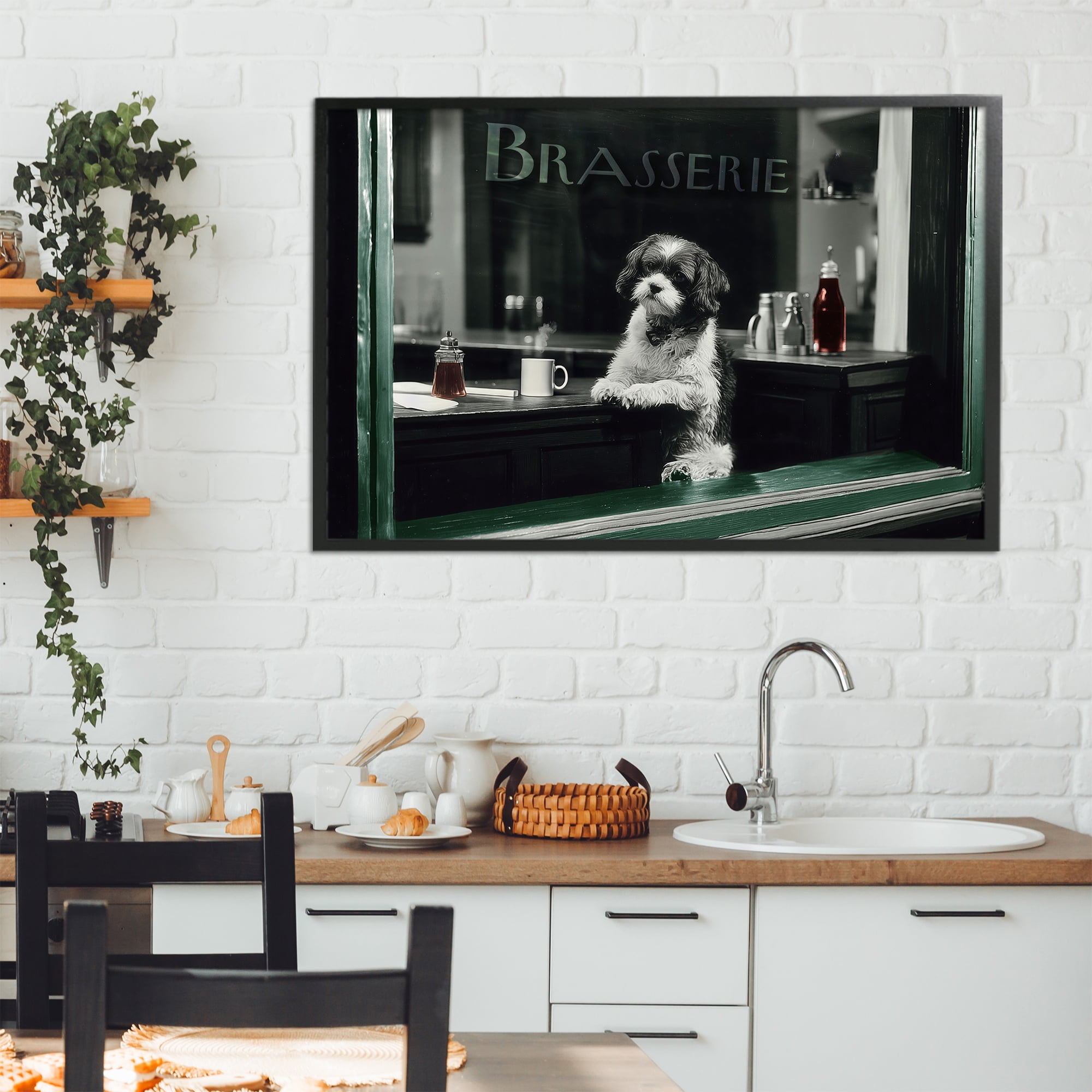 Stupell Industries Brasserie Vintage Dog in Window Black Framed Giclee Art, design by Annabelle Hall