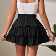 thumbnail image 6 of larppty Women's Multi-Layered Ruffle Skort with Beaded Drawstring - High Waisted Flowy Mini Skort for Country Concert, Golf, Tennis, Teen Girls & Casual Wear（Black， XL）, 6 of 6