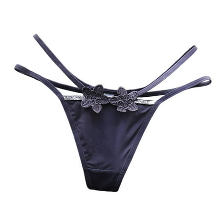 Yuhangmm Women s Panties Women Floral Embroidery Hollow Sexy Low Waist Underpants Open Cut Pearl Massage Thong Boy Shorts Underwear for Women plus Size 4x
