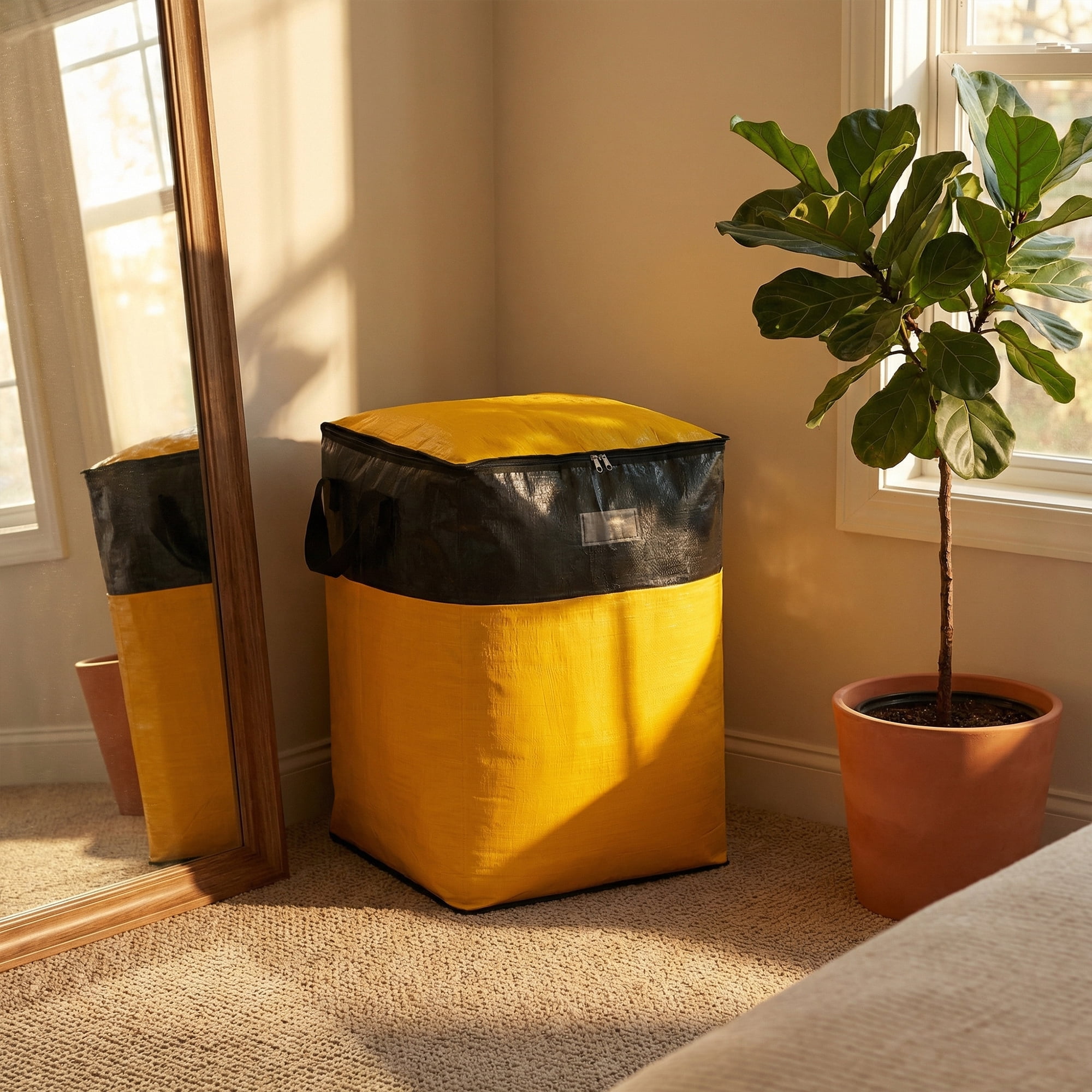 Unique Bargains Storage Bags for Organizing Closet Organizers Yellow 19.7"x19.7"x28.3"