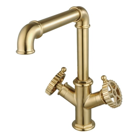 Kingston LS6503CG Fuller Two-Handle Single-Hole Kitchen Faucet, Brushed Brass