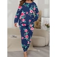 thumbnail image 3 of Cueply Womens Plus Size Pajama Set Long Sleeve Pjs for Women Soft Sleepwear Loungewear Nightwear With Pockets, 3 of 7