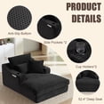thumbnail image 5 of Kosynda 68"D Oversized Chaise Lounge Chair Indoor with Storage, Corduroy Upholstered Boneless Sleeper Sofa Bed with Cup Holder for Living Room, Bedroom, Black, 5 of 10