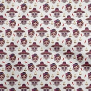 oneOone Georgette Viscose White Fabric Skull Craft Projects Decor Fabric Printed By The Yard 42 Inch Wide-aA