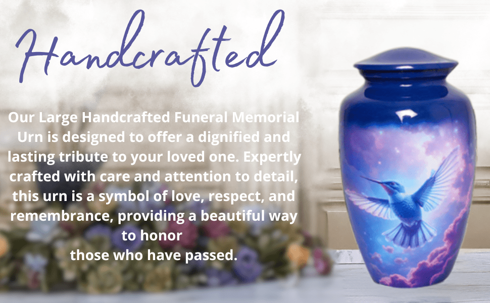 World Bazaar Galaxy Hummingbird Adult Large Cremation Urn for Human Ashes - With Velvet Bag