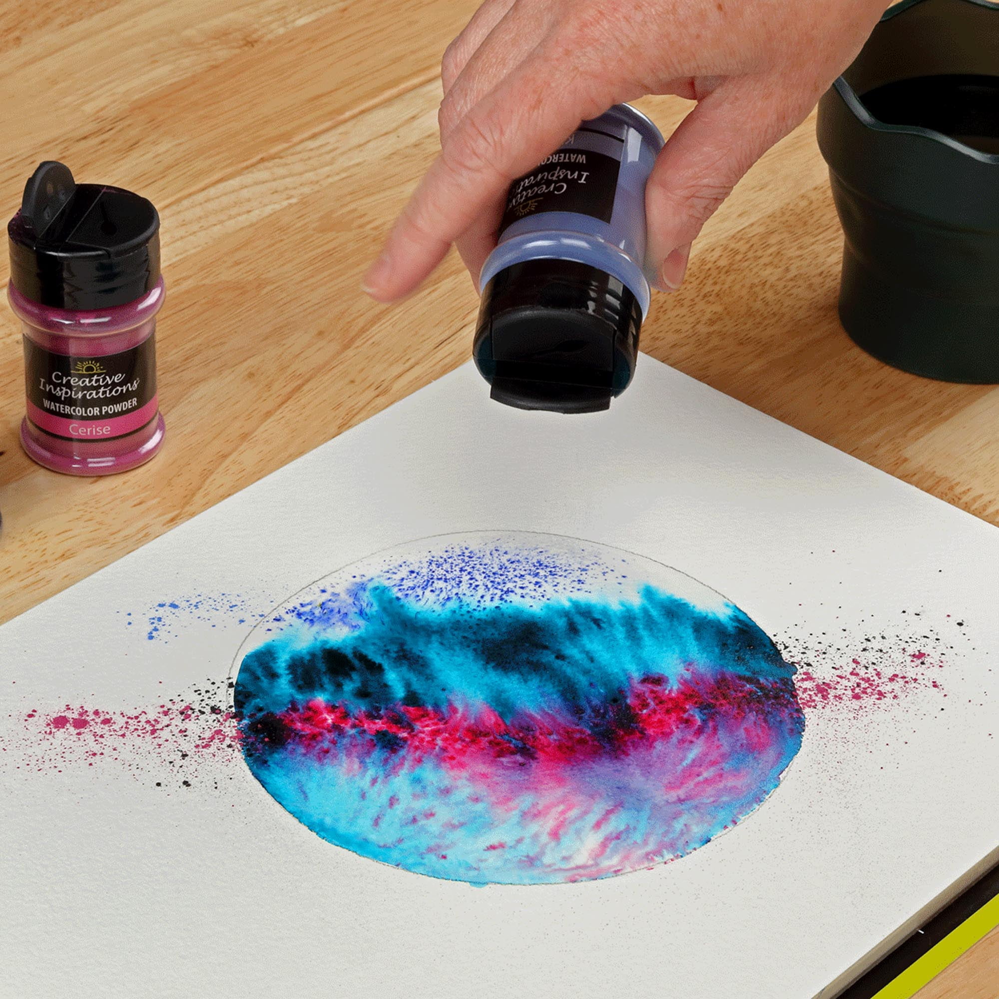 Creative Inspirations Powder Watercolor Paint 3 Pack - 38g Shaker Bottle, Slate Blue - Dye-Based Water-Soluble Crystalline Pigments - Non-Toxic, Perfect for Abstract and Spontaneous Effects