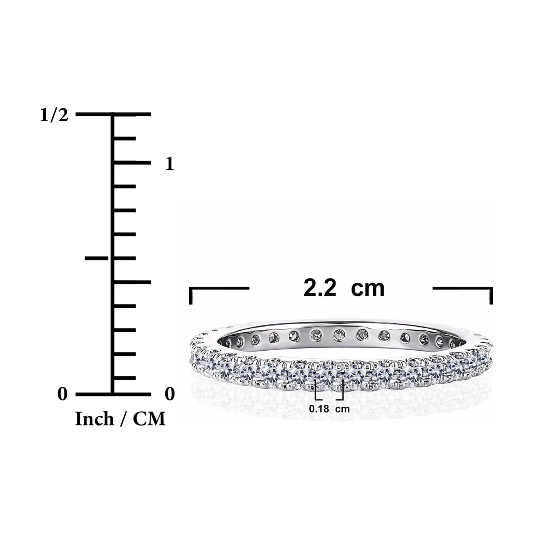 JeenMata Lab Grown Diamond Eternity Ring - Timeless Promise Gift for Women - in 18K White Gold Plating Wedding Rings