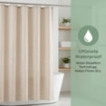 thumbnail image 4 of REGALWOVEN Plaid Textured Shower Curtain Sets, Modern Weighted Bath Curtain with 12 Hooks for Bathroom, Hotel Decor Brown 71"W x 71"L, 4 of 6