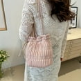 thumbnail image 7 of HMSHA Pleated Bucket Bag For Women Versatile PU Shoulder Bag Fashionable Drawstring Top Closure Handbag, 7 of 7