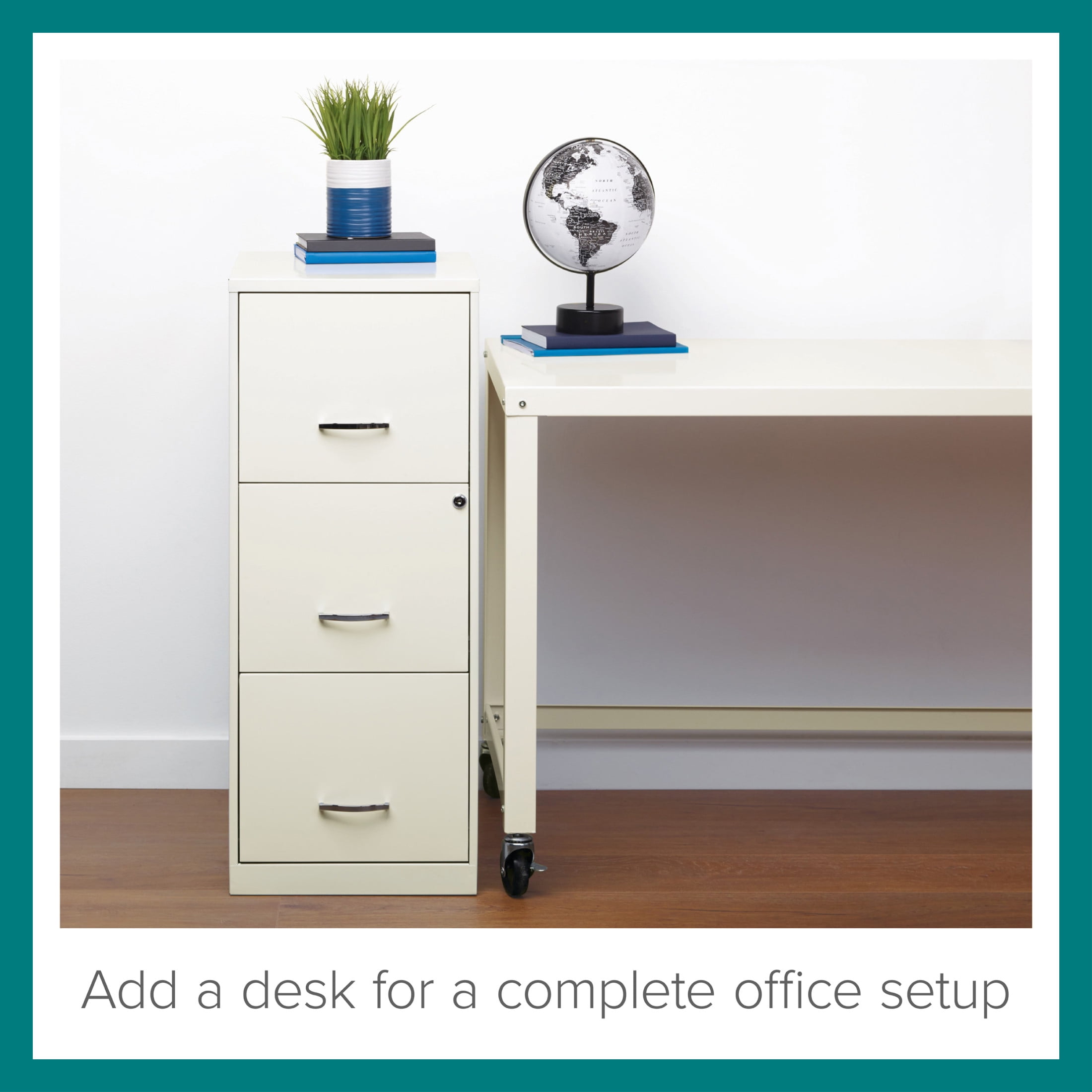 Space Solutions 18" Deep 3 Drawer Smart Letter Width Vertical File Cabinet, White