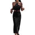 thumbnail image 2 of Lilgiuy Womens Solid Sleeveless Hollow Out Halter Dress Summer Casual Dress, 2 of 6
