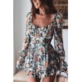 thumbnail image 1 of TRKIYQC Mono sexy con cuello cuadrado y espalda descubierta para mujer, mono de manga larga con vendaje de flores a la moda, cintura alta TRKIYQC moda, 1 of 2