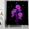 thumbnail image 6 of Purple Rose Shower Curtain Beautiful Flowers in The Dark Bath Curtain for Women Fabric Cloth Bathroom Decor Set Hooks Included 72"x 72" Black, 6 of 6
