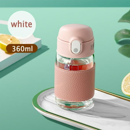 

Portable Straw Glass Cup with Scale High Capacity Water Bottle for Boys Girls pinshui