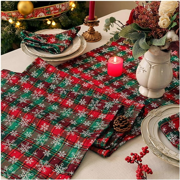 Tartan Plaid Table Runner for Home Kitchen Dinner Party Holiday Christmas Table Decorations - Scottish Christmas Table Runners