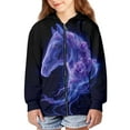 thumbnail image 3 of Uourmeti Purple Horse Galaxy Rose Comfy Hooded Sweatshirt with Pockets Long Sleeve Loose Casual Pullover for Youth Girls Size 10-12, 3 of 7
