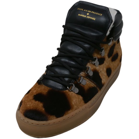 Zespa Espadrilles en Cuir à Hauteur de Cheville pour Femmes Zsp2 Sherling Pony Spotted - 6M