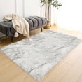 thumbnail image 6 of Latepis White with Grey Tips Fur Rug 3x5, Faux Sheepskin Rugs for Living Room, Fluffy Shaggy Rugs for Bedroom, Teen Room, Dorm, Furry Rug, Boho Rug, Rectangle, 6 of 6