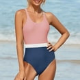 thumbnail image 2 of Honeeladyy One Piece Swimsuit for Women Bathing Suits Deep V Neck Crisscross Back Color Block Vacation Beachwear Gifts for Girlfriend Pink M, 2 of 9