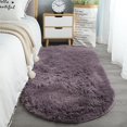 thumbnail image 1 of Area Rug for Living Room Soft Fluffy Rug for Bedroom Oval Shaped Rug Shaggy Aesthetic Carpet Suitable for Lounge Area Home Decoration, Entryway Indoor Area Carpet, Bedside Rug(Dark Purple,39x78in), 1 of 6