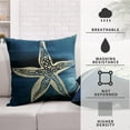 thumbnail image 3 of Set of 2 Blue Square Linen Pillow Covers Coastal Beach Theme Throw Pillow Covers 20x20 Nautical Starfish Sea Turtle Pillowcase for Outdoor Couch Sofa Living Room, 3 of 6