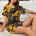 thumbnail image 4 of Balery Elegant Gold Leaf Peacock Conjunto de Pijama para Mujer con Estampado, Dos Piezas de Manga Corta y Shorts, Ropa de Dormir Suave con Cuello Redondo y Bolsillos-Small, 4 of 6