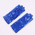 thumbnail image 2 of TEAJOPSUU 1 Pairs Sparkling Sequin Gloves for Women Rhinestone Glitter Dance Gloves Short Christmas Cosplay Gloves for Halloween Party Accessory A-Blue, 2 of 3