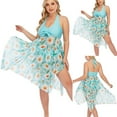 thumbnail image 2 of Puntoco Women'S Clearance Plus Size Dasiy Print Split Swimsuit Bikini Beachwear Swimwear Suit Skirt Light blue, 2 of 8