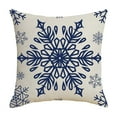 thumbnail image 2 of Todaioua Happy Winter Blue Snowflake Merry Christmas Tree Castle Deer Snowman Soft Flax Throw Pillows Case Cushion Cover Decorative for Sofa Living Room Square 18X18 Inches, 2 of 6