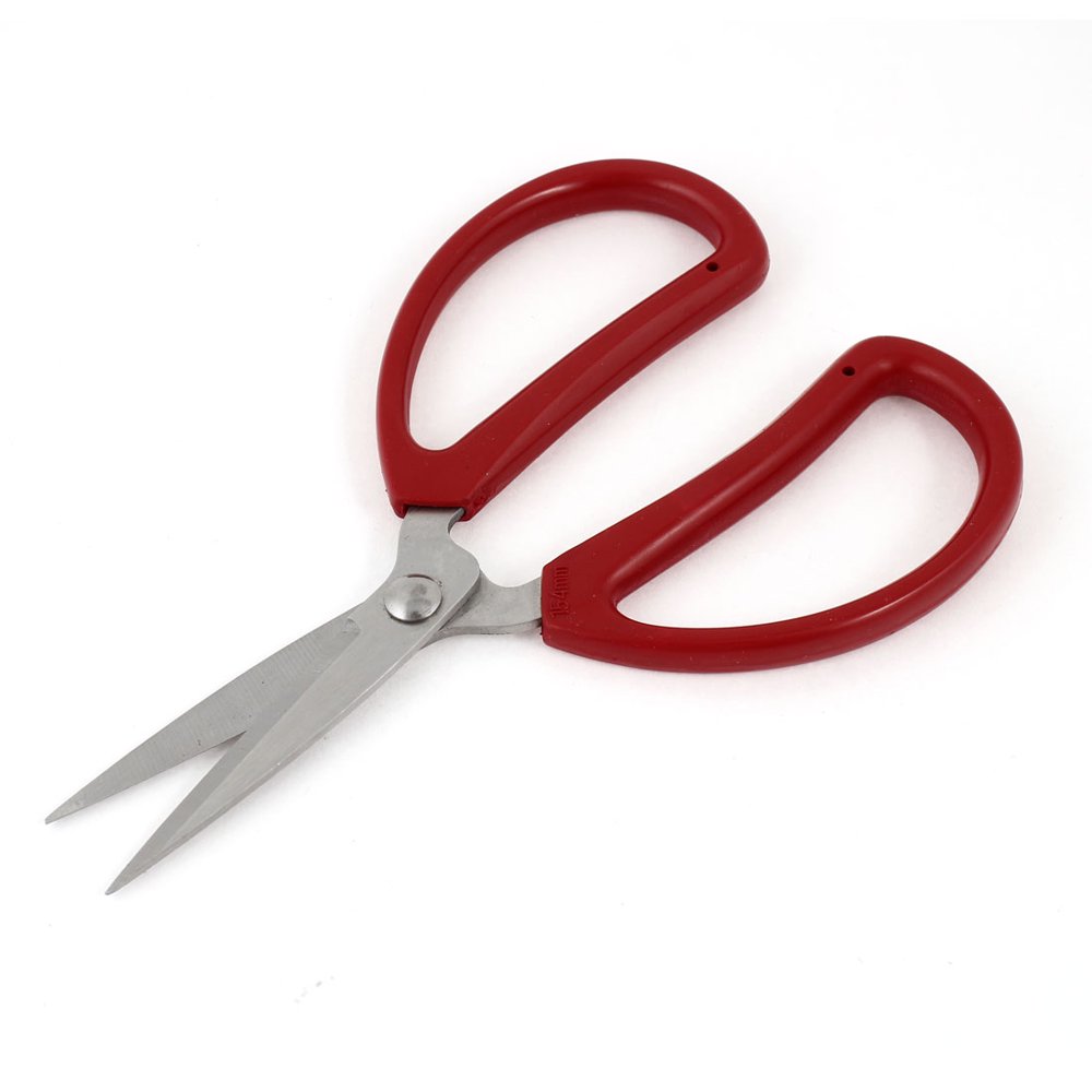 Unique Bargains 6" Length Red Rubber Wrapped Grip Sharp Metal Scissors