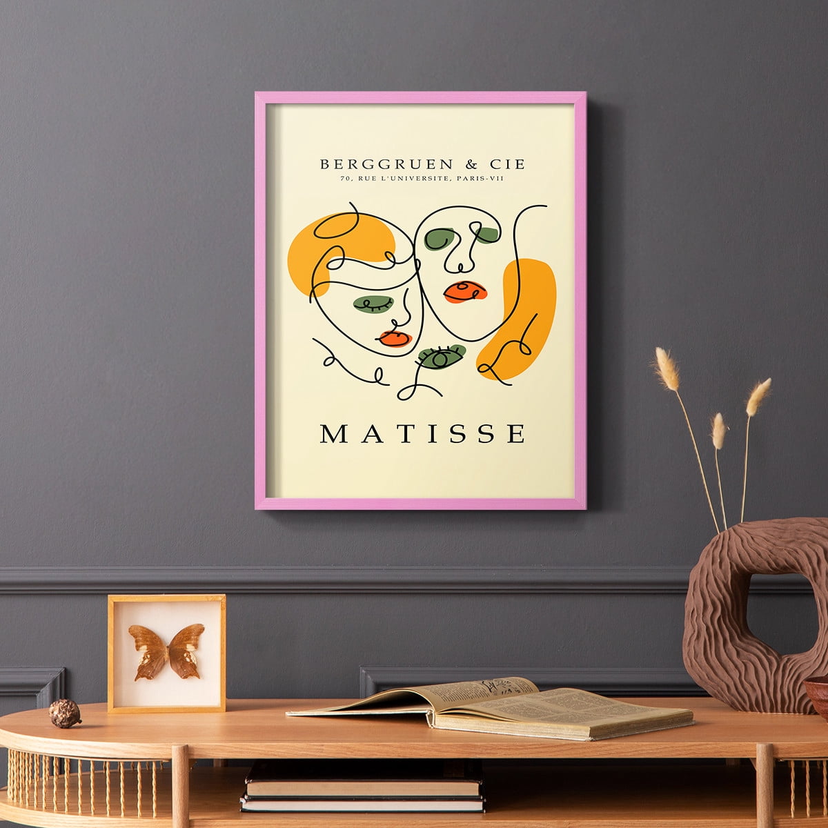 Matisse CCCLII in Pink Solid Wood 22 x 28 Framed Print