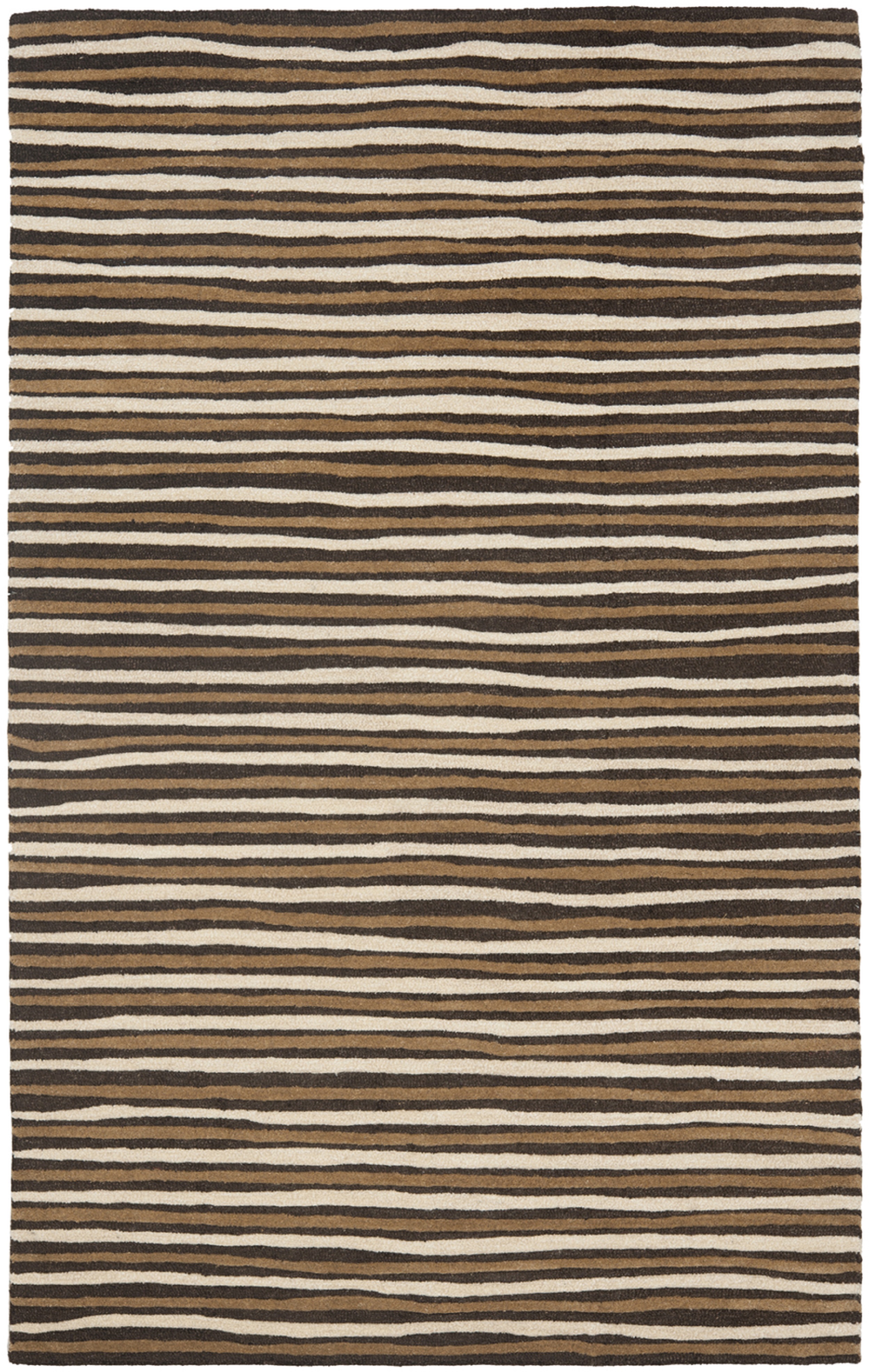 SAFAVIEH Martha Stewart Hand Drawn Stripe Area Rug, Tilled Soil Brown, 9' x 12'
