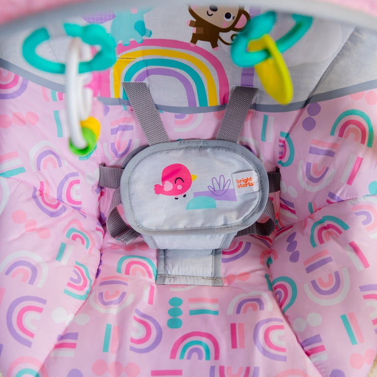 bright starts vibrating bouncer pink Bright Starts Vibrating Infant Baby Bouncer with Toys, Fantasy Unicorn main image 0