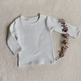 thumbnail image 4 of Camiseta de manga larga para niños, camiseta de algodón con cuello redondo para niños, camisa de fondo sólido （blanco）, 4 of 5