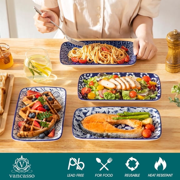 Selene 9.5 Inch Rectangular Dinner Plates Set of 6