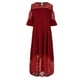 thumbnail image 4 of Vestido de fiesta de noche de encaje de media manga con volantes y volantes de talla grande para mujer Fridja  qw2003, 4 of 8