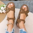 thumbnail image 6 of Cork Footbed Women's Summer Sandals, Open Toe Casual Walking Sandals, Women's Beach Outdoor Sandals, Women's Buckle Strap Sandals Cork Footbed Open Toe Adjustable Casual Summer Shoes, Brown 5.5, 6 of 6