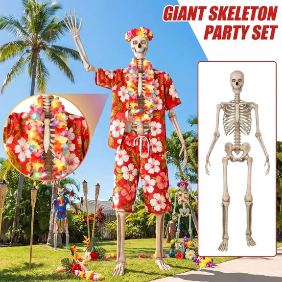 Halloween Decorations Outdoor Skeleton Set for Giant Skeleton Life Size Skeleton 12 Ft (144 In), Outdoor Halloween Decorations Yard with Poseable Skeleton Arms Scary Halloween