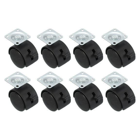 Uxcell Office Chair Wheels Replacement 1.5", 8 Pcs Nylon Heavy Duty Office Furniture Casters Wheels with Universal Wheel for Hardwood Floor Carpet, Black(Style 6 with Brake)