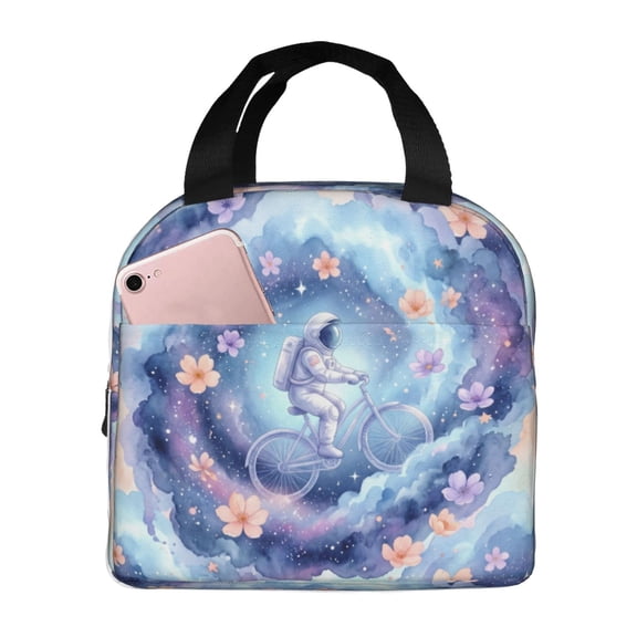 Astronaut Insulated Lunch Bag Reusable Leakproof Thermal Meal Prep Box With Front Pocket For Women Men Work Office Picnic Beach Travel Daily Use