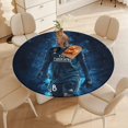 thumbnail image 4 of Vinícius Júnior-theme Fitted Round Tablecloths Elastic Edged Table Covers Waterproof Table Cloth for Kitchen Holiday Party Tables Decor 150cm, 4 of 6
