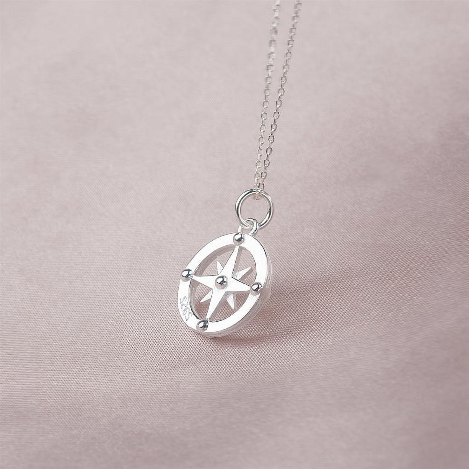 Anavia Custom Anniversary Gift for Girlfriend / Wife, Sterling Silver Compass Necklace Gift Card, I'd Be Lost Without You Jewelry for Her