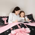 thumbnail image 4 of Manfei Kawaii Bow Personalized Initial L Queen Comforter Set 3pcs for Girls,Gradient Glitter Print Bedding Comforter Set for Kids Teens,Pink Reversible,Microfiber Bedroom Decor, 4 of 6
