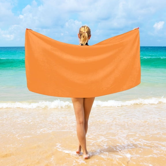 Ryvnso Orange Color Oversized Beach Towel Microfiber Bath Blankets Swimming Fitness 37" x 74"