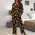 thumbnail image 6 of Kuiaobaty Maple Leaf Print Womens Pajama Set, Thanksgiving Soft Long Sleeve Pajamas & Long Pants with Pockets, Warm Button-up Sleepwear Lounge Pjs, XL, 6 of 7