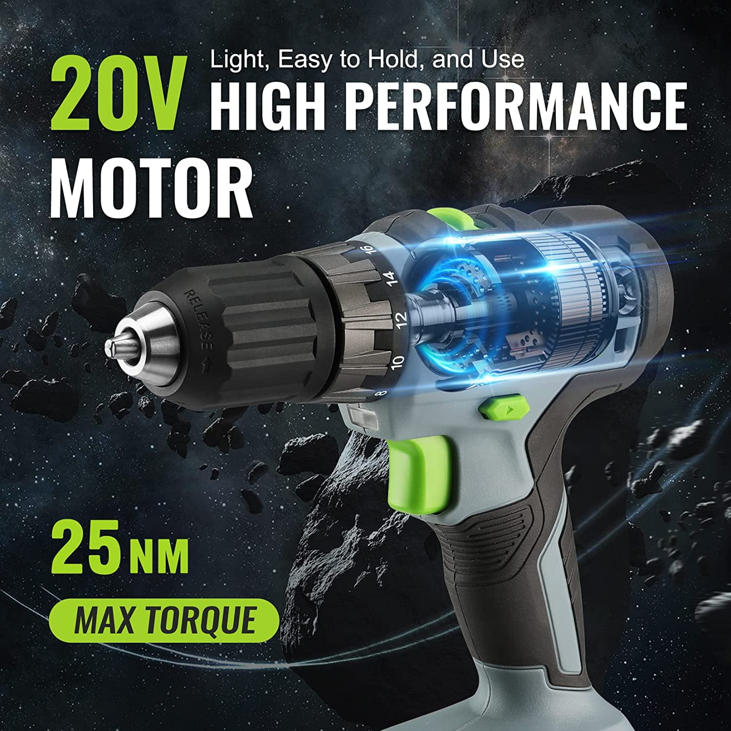 WORKPRO 20V Cordless Drill Driver Kit 3 8 Keyless Chuck 2.0 Ah
