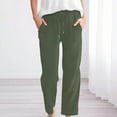 thumbnail image 4 of Bovemsi Casual Pants for Women Womens Daily Elastic Waist Straight Solid Color Loose Long Corduroy Trousers Beach Trousers with Pockets, 4 of 9
