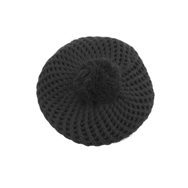 POP Fashionwear - Winter Knit Warm Beret Crochet Beanie with Fuzzy Ball ...