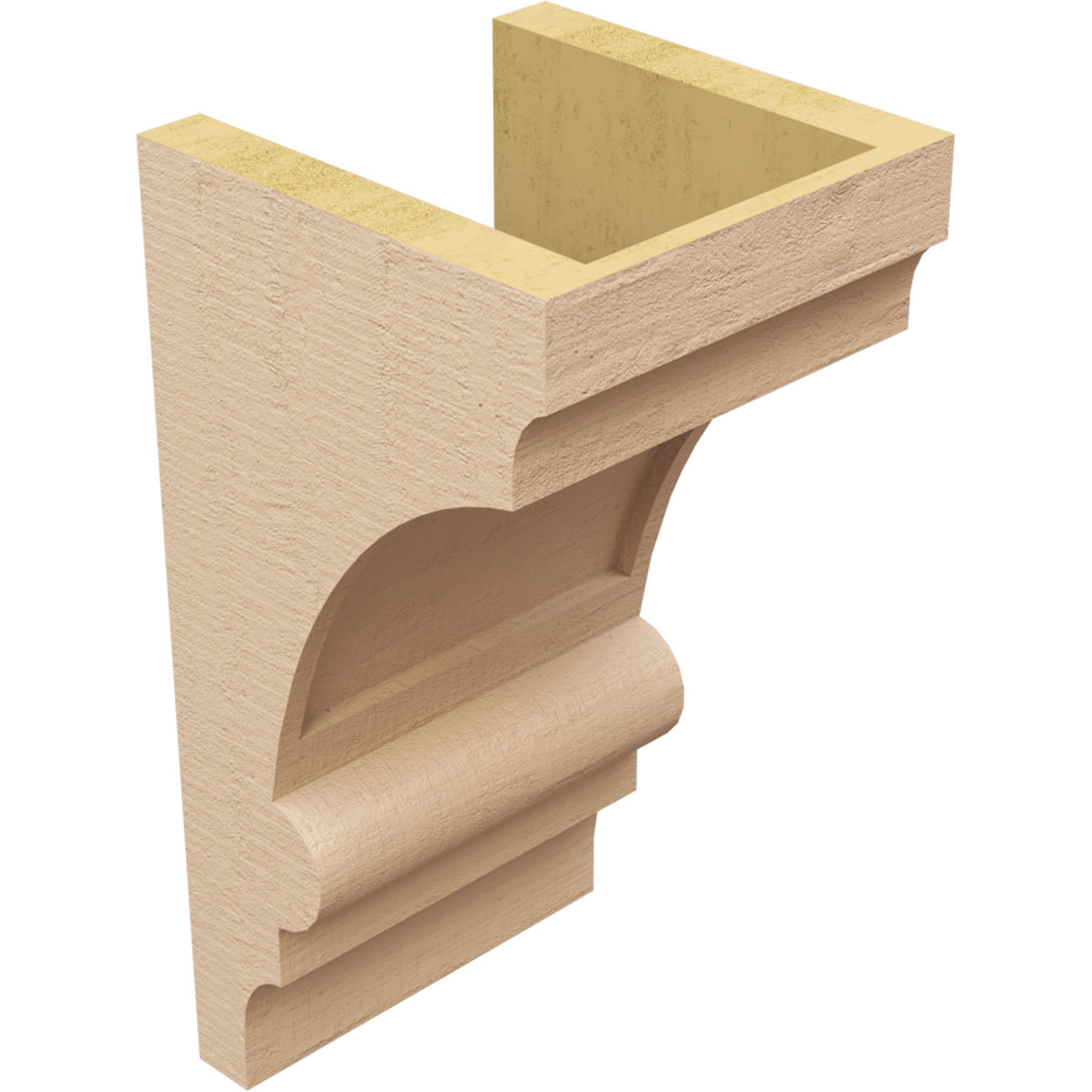 7"W x 7"D x 14"H Wide Diane Rough Cedar Woodgrain TimberThane Corbel, Primed Tan
