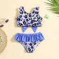 thumbnail image 2 of 4T Swimsuit Girls Summer Bowknot Leopard Printed Ruffles 2 Piece Swimwear Swimsuit Bikini Set,,5-6 Years, 2 of 5